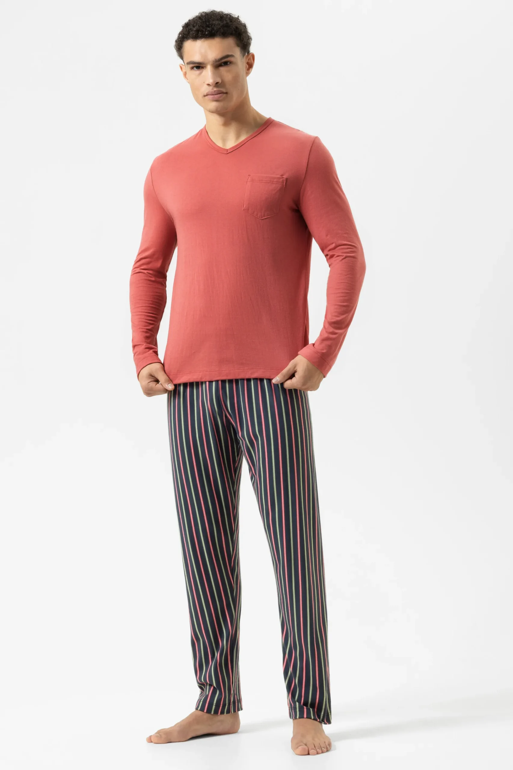Heren Mey Pyjama's*Pak lang Serie Pure Rose Stripes